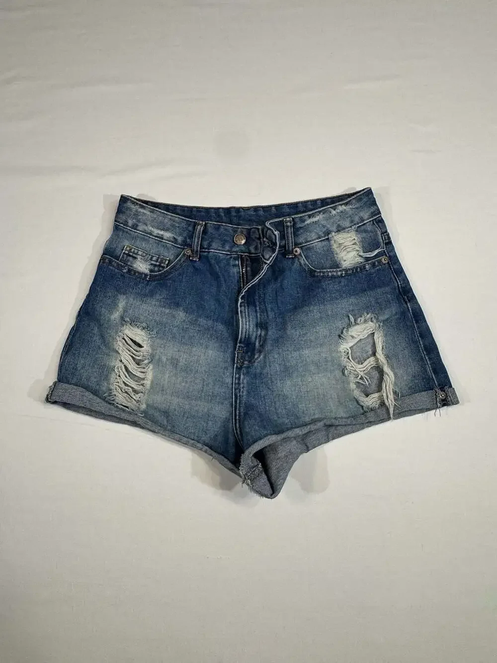 Farm Rio Denim Shorts Size 40 Blue Distressed Cutoff